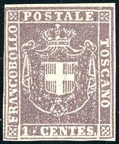 1860 - 1 cent. violetto bruno ... 