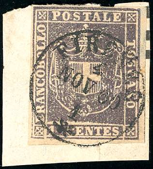 1860 - 1 cent. bruno lilla (17b), ... 