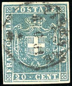 1860 - 20 cent. azzurro (20), ... 