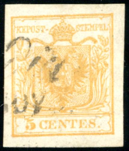 1850 - 5 cent. giallo arancio, I ... 