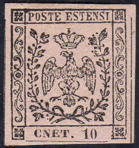 1854 - 10 cent. rosa, punto dopo ... 