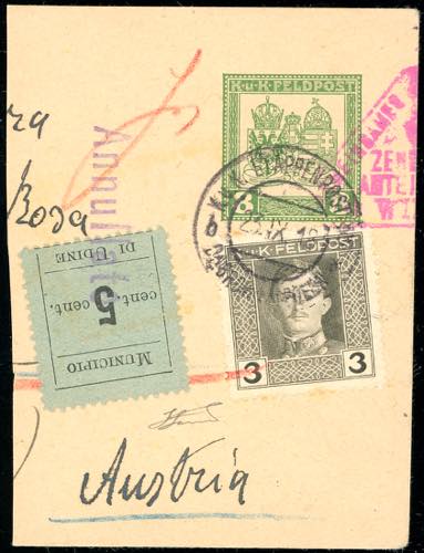 UDINE 1918 - 5 cent., dentellato ... 