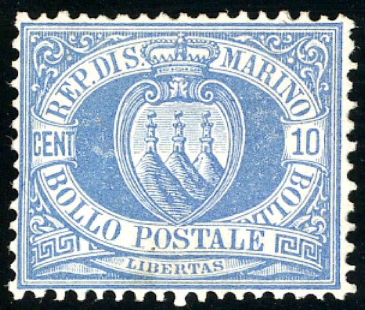 1877 - 10 cent. oltremare Stemma ... 
