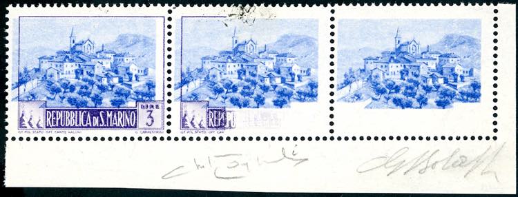 1949 - 3 lire Paesaggi, striscia ... 