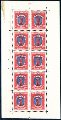 1945 - 20 lire Stemmi, minifoglio, ... 