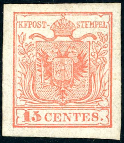 1850 - 15 cent. rosso, I tipo, ... 