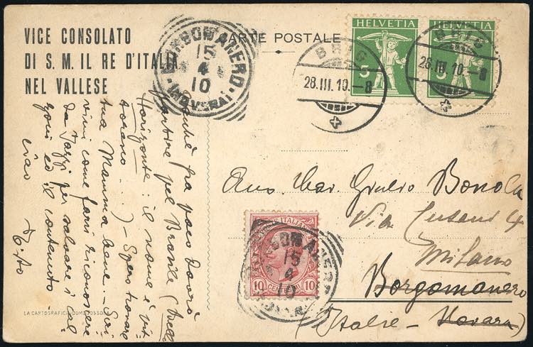 1910 - SWISS/ITALY - Redirected ... 
