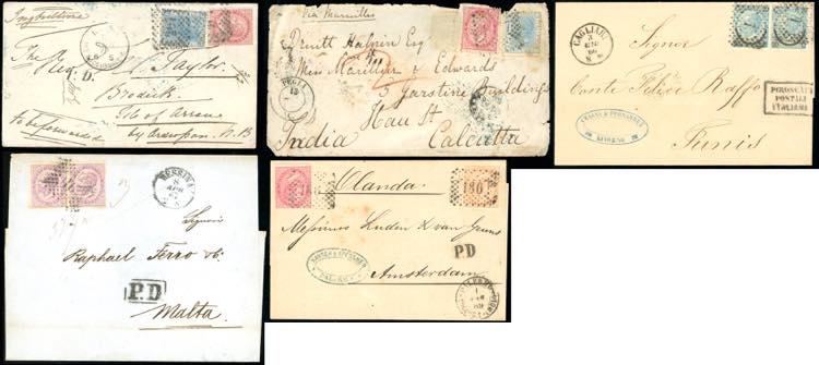 REGNO DITALIA 1866/1872 - Cinque ... 
