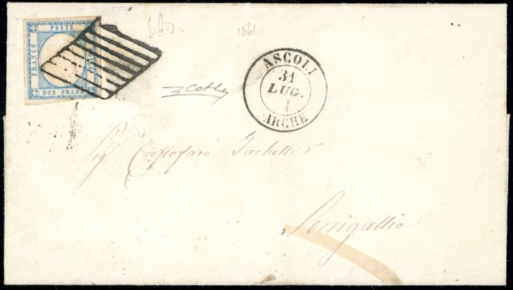 1861 - 2 grana azzurro chiaro ... 