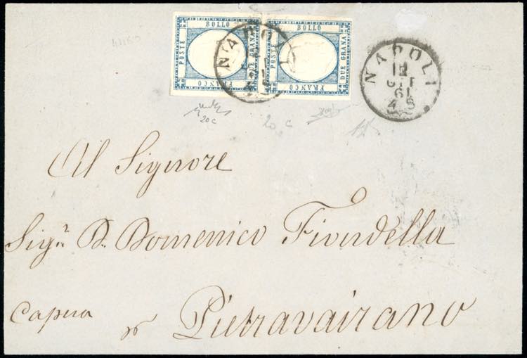 1861 - 2 grana azzurro ardesia ... 