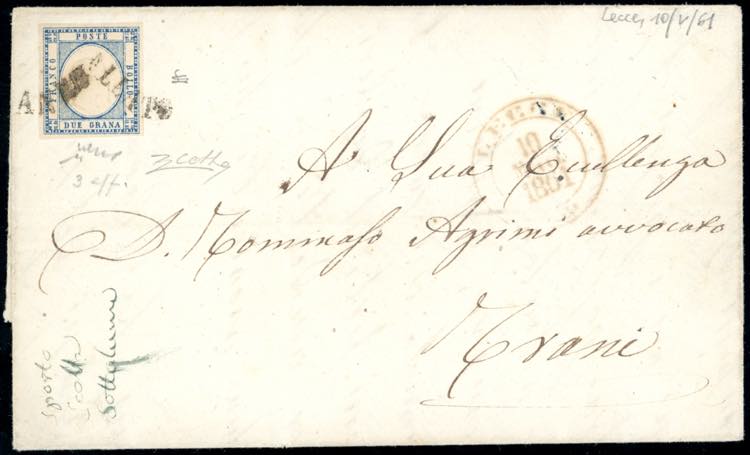 1861 - 2 grana azzurro chiaro, ... 