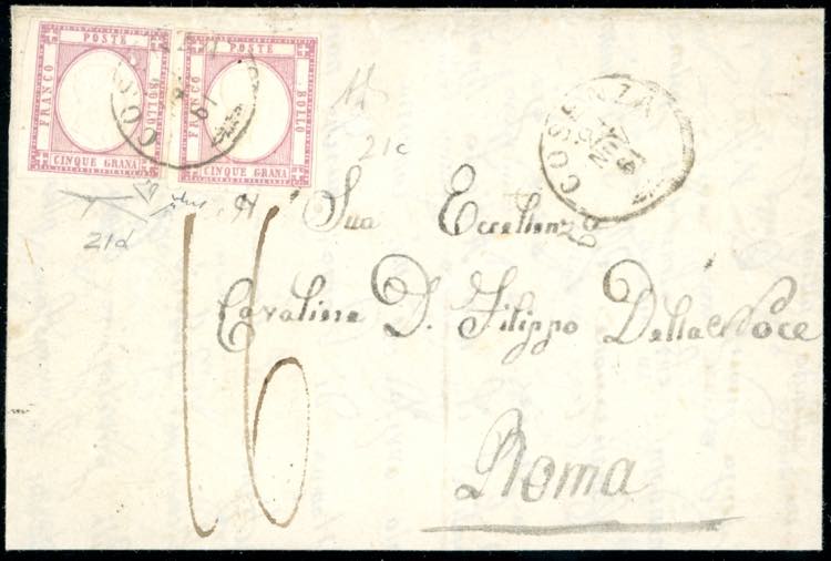 1861 - 5 grana lilla scuro (21d), ... 