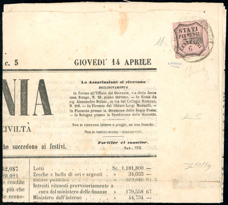 1859 - 6 cent. rosa vivo (1), ... 