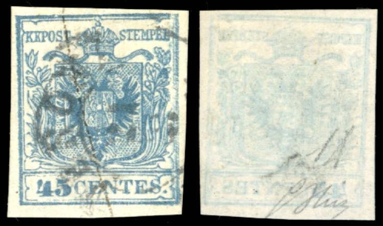 1851 - 45 cent. ardesia, carta a ... 
