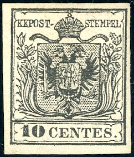 1857 - 10 cent. nero, carta a ... 