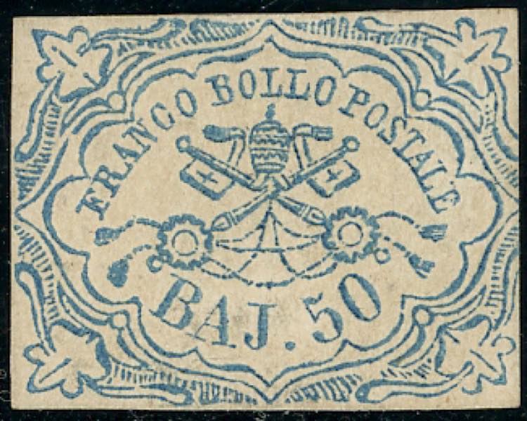1852 - 50 baj azzurro (10), nuovo ... 