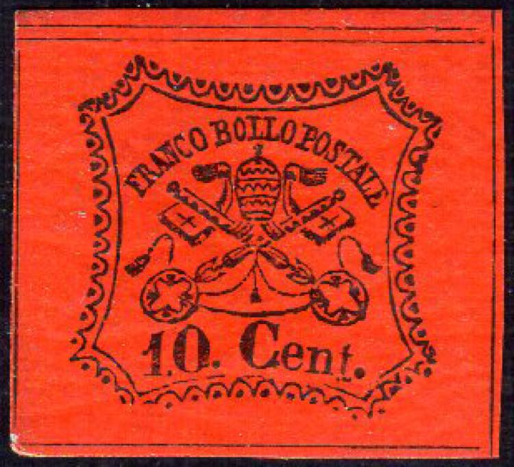 1867 - 10 cent. vermiglio arancio ... 
