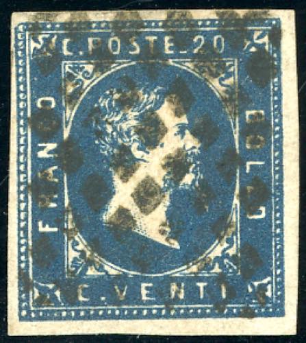 1851 - 20 cent. azzurro scuro, I ... 