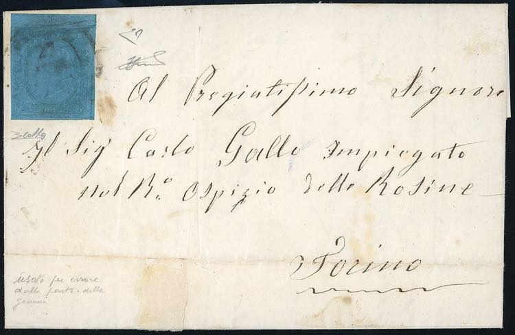 1854 - 20 cent. azzurro (5), ... 