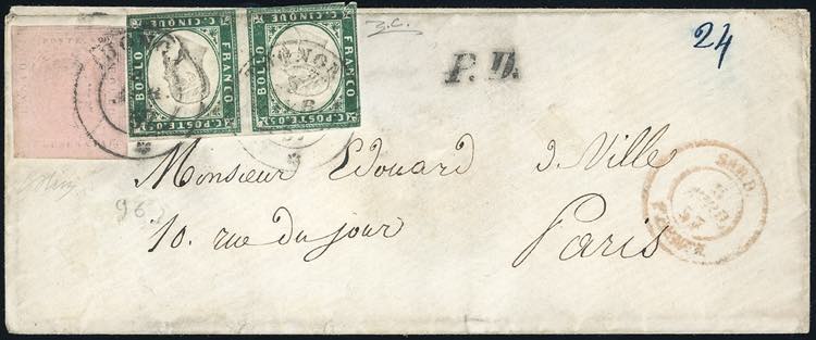1857 - 40 cent. rosa, II ... 