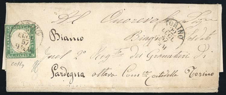 1857 - 5 cent. verde smeraldo ... 