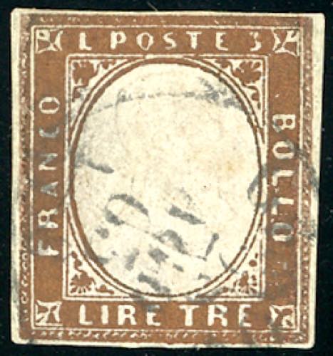 1861 - 3 lire rame (18), usato, ... 