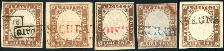 1861 - 3 lire rame, un esemplare e ... 