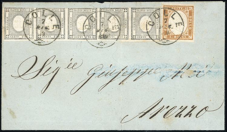1863 - 1 cent. grigio nero per ... 