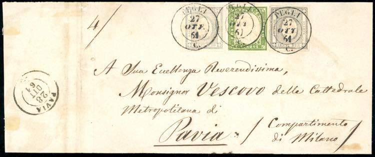1861 - 1 cent. grigio verdastro, 2 ... 