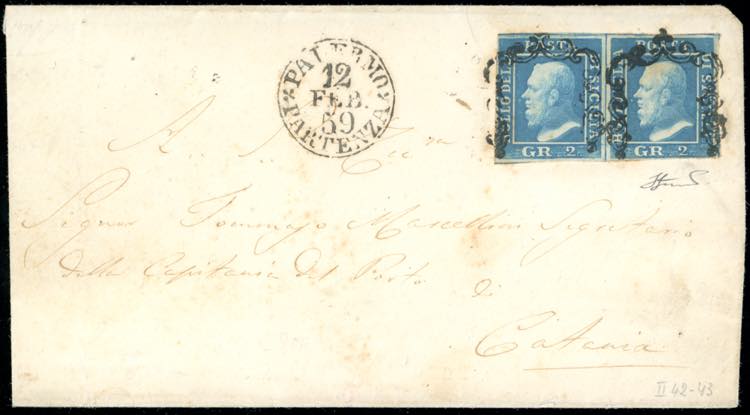 1859 - 2 grana azzurro, II tavola ... 