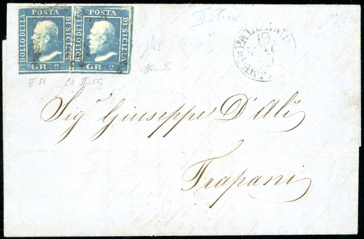 1859 - 2 grana azzurro, II tavola ... 