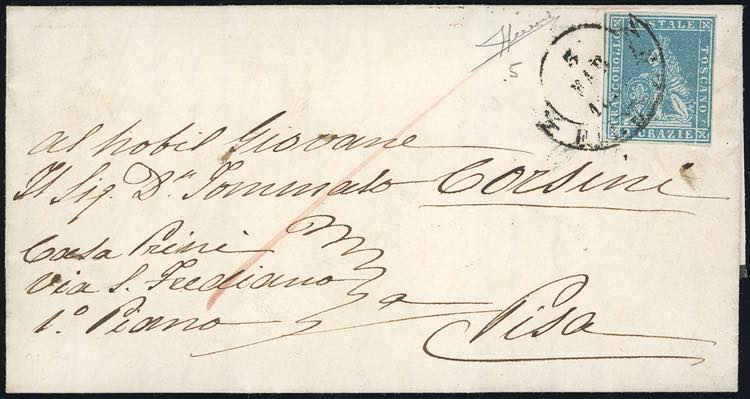 1855 - 2 crazie azzurro chiaro su ... 