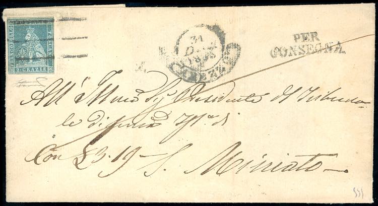 1853 - 2 crazie azzurro verdastro ... 