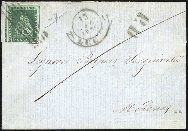 1856 - 4 crazie verde su grigio ... 