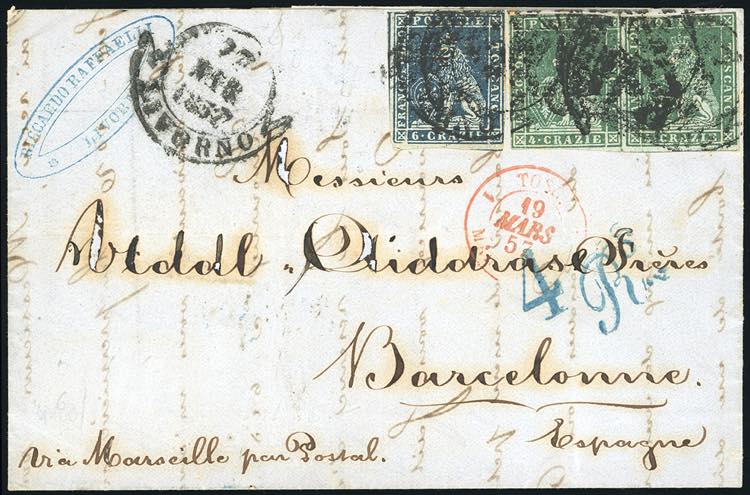 1857 - 4 crazie verde su grigio, ... 