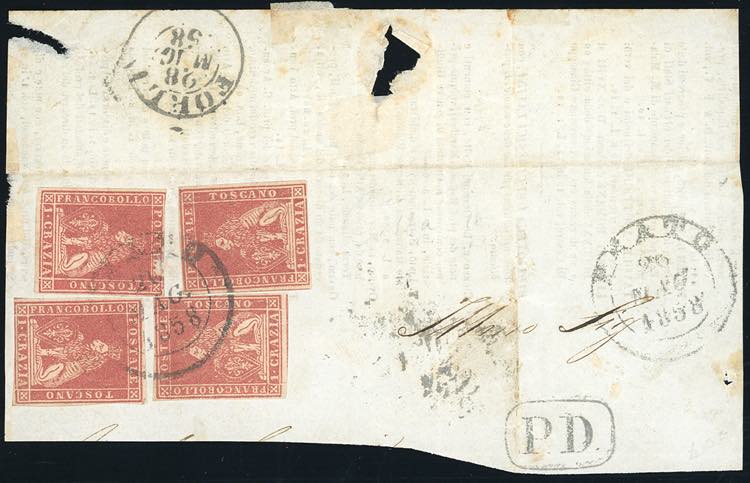 1858 - 1 crazia carminio, II ... 