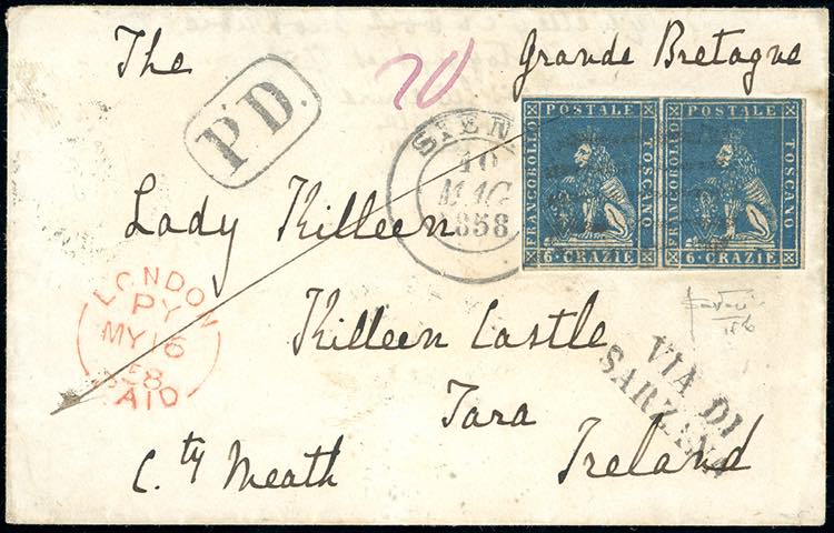 1858 - 6 crazie azzurro cupo, II ... 