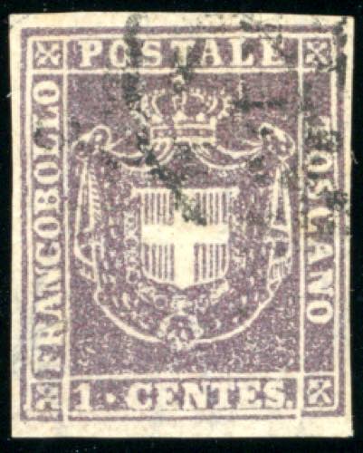 1860 - 1 cent. violetto bruno ... 