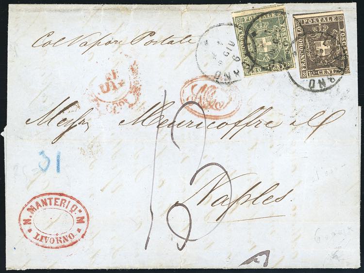 1860 - 10 cent. bruno, riga di ... 