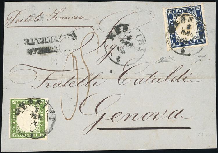1863 - 20 cent. indaco, bordo di ... 