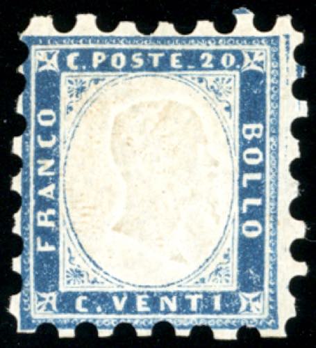 1862 - 20 cent. azzurro, prova di ... 