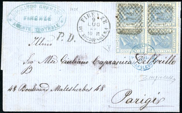 1868 - 20 cent. azzurro lillaceo ... 