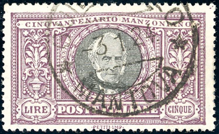 1923 - 5 lire Manzoni (156), usato ... 