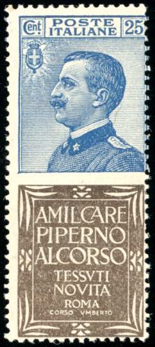 1924 - 25 cent. Piperno (6), gomma ... 