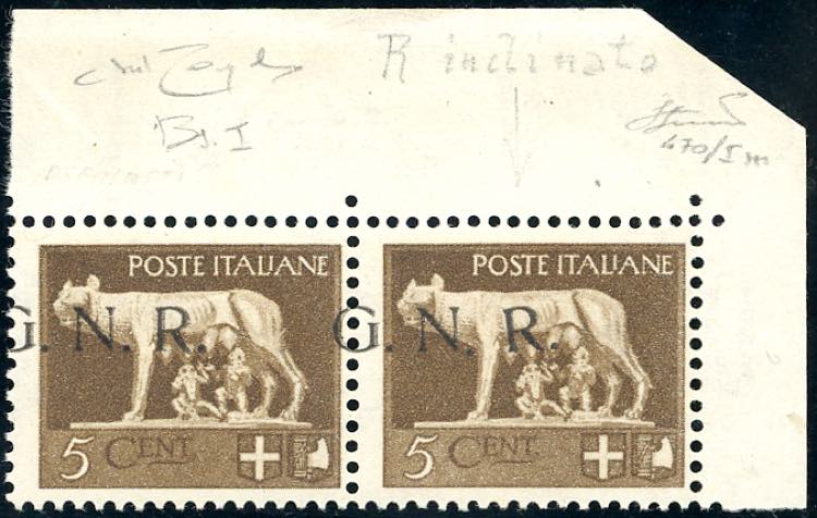 1943 - 5 cent. soprastampa G.N.R. ... 