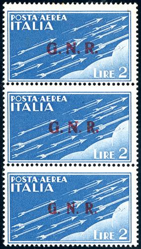1943 - 2 lire azzurro, soprastampa ... 