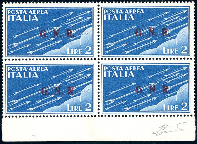 1943 - 2 lire azzurro, soprastampa ... 