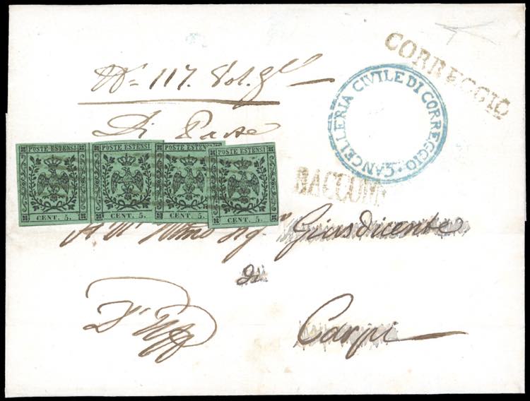 1852 - 5 cent. verde, con punto ... 