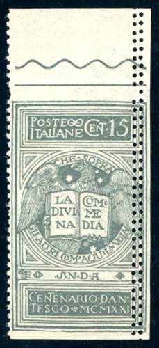 1921 - 15 cent. grigio Dante, non ... 