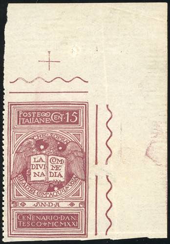 1921 - 15 cent. Dante, dentellato ... 